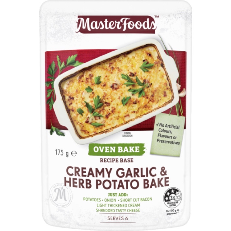 

Masterfoods Creamy Garlic Herb Potato Bake Recipe Base 175g