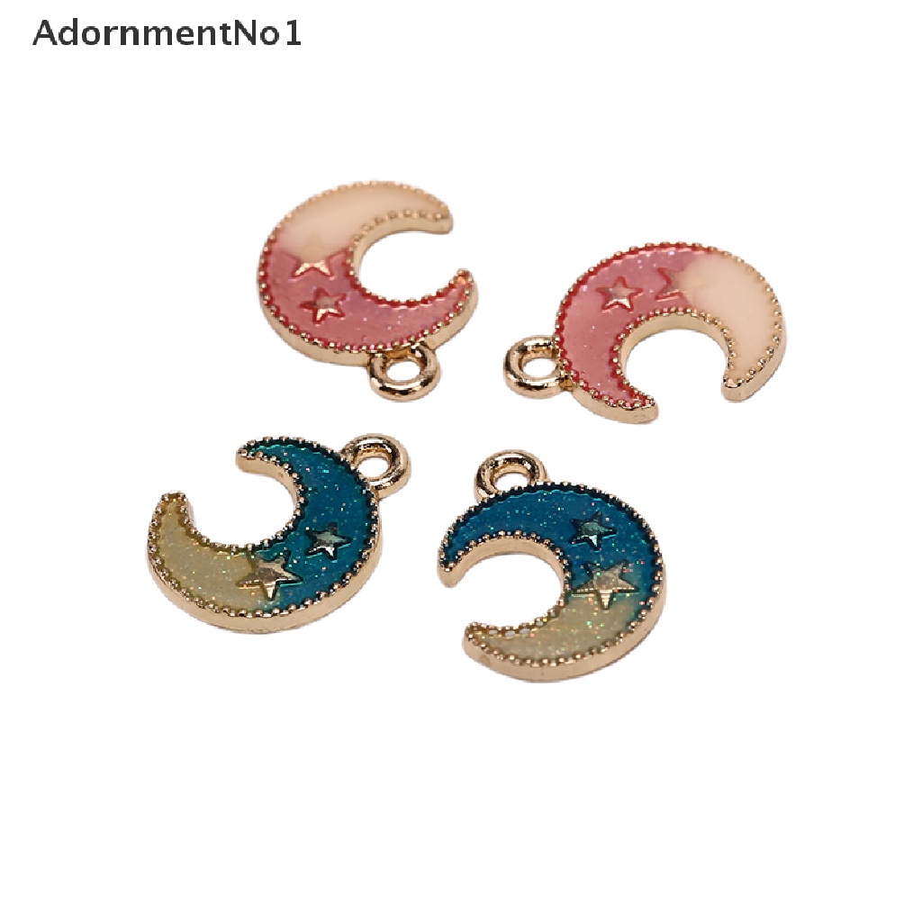 (AdornmentNo1) 10pcs / Set Liontin Enamel Bentuk Bulan / Bintang Untuk Kerajinan Tangan DIY