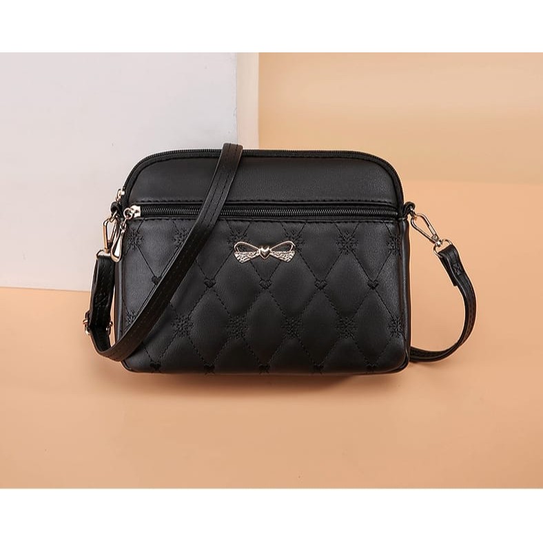 TAS SELEMPANG WANITA PREMIUM KULIT HITAM IMPORT METABO TA306B5 SLING BAG REMAJA KOREA TERMURAH BATAM