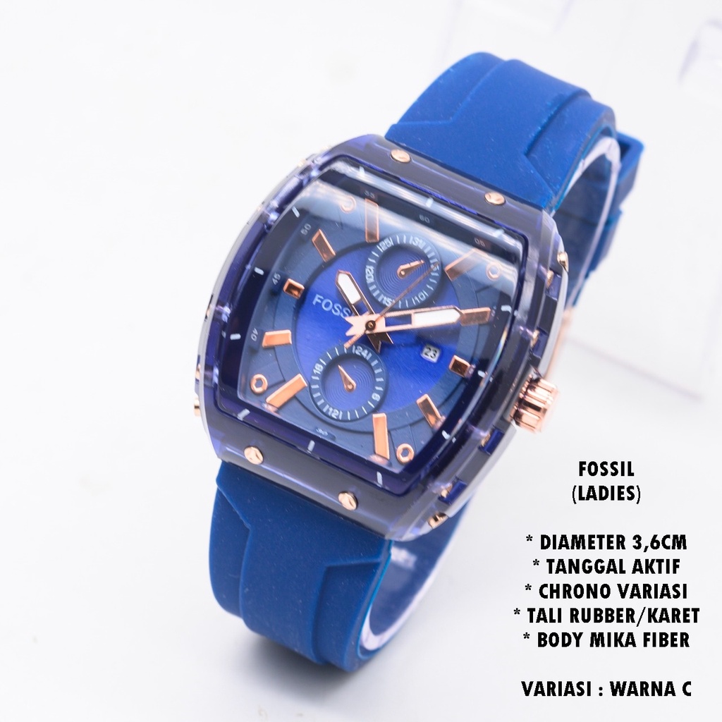 (BISA COD) JAM TANGAN WANITA F-029 FASHION TALI RUBBER BODY OVAL TANGGAL AKTIF