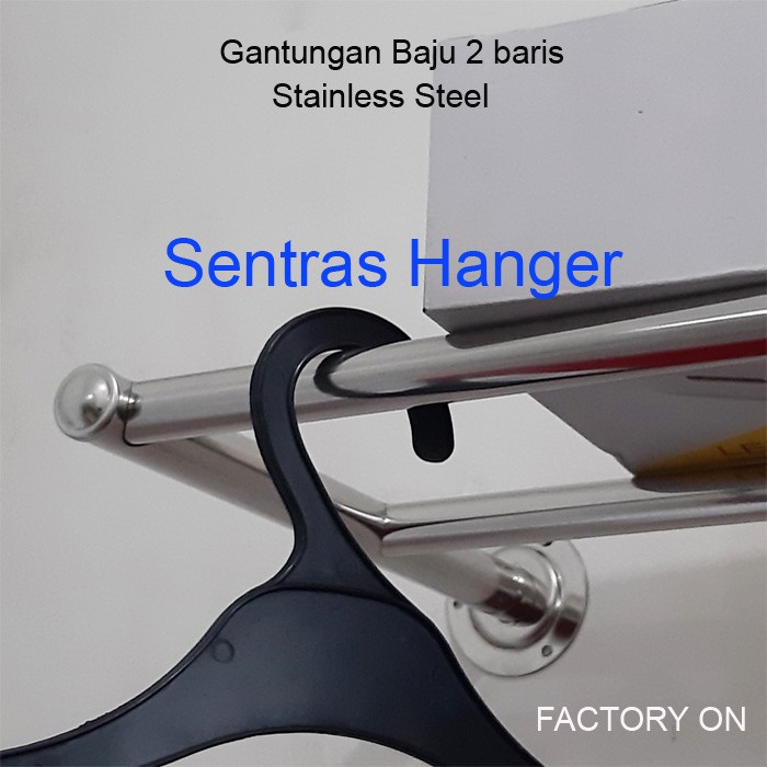 Gantungan Baju Klasik Stainless Steel 125cm, 2baris