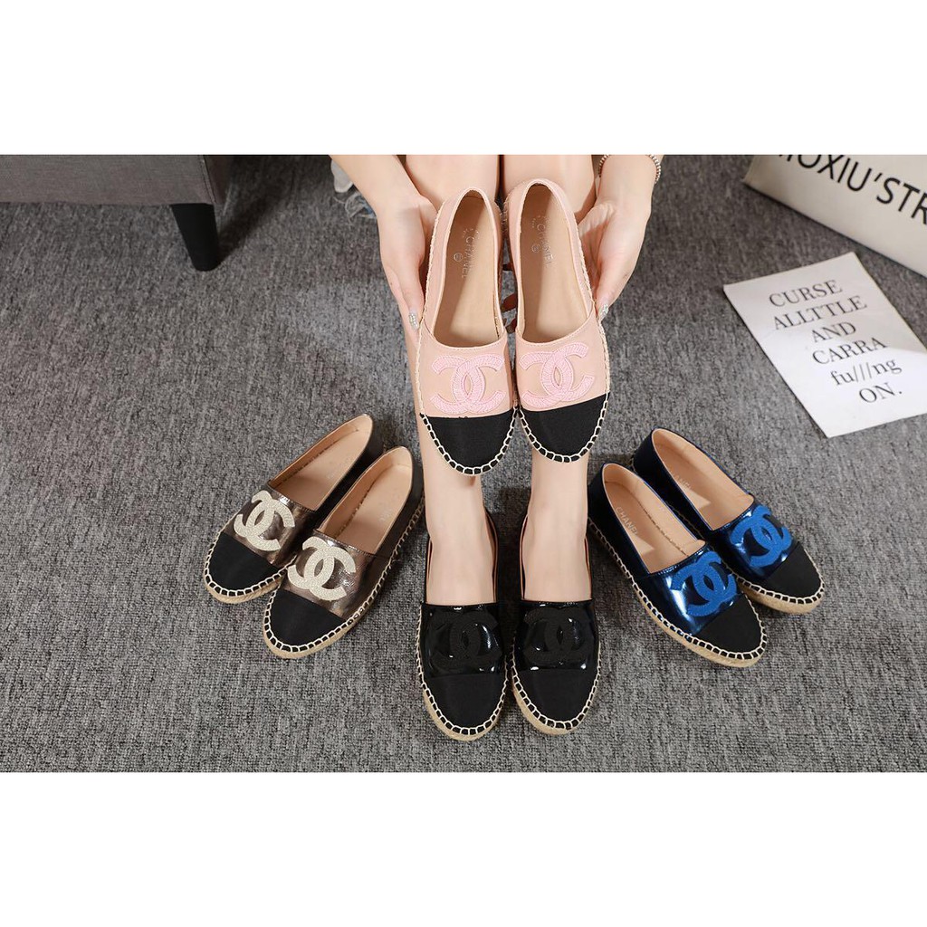 Sepatu Chanel Espadrilles CC Embroidered Logo Seprem 1888-1A