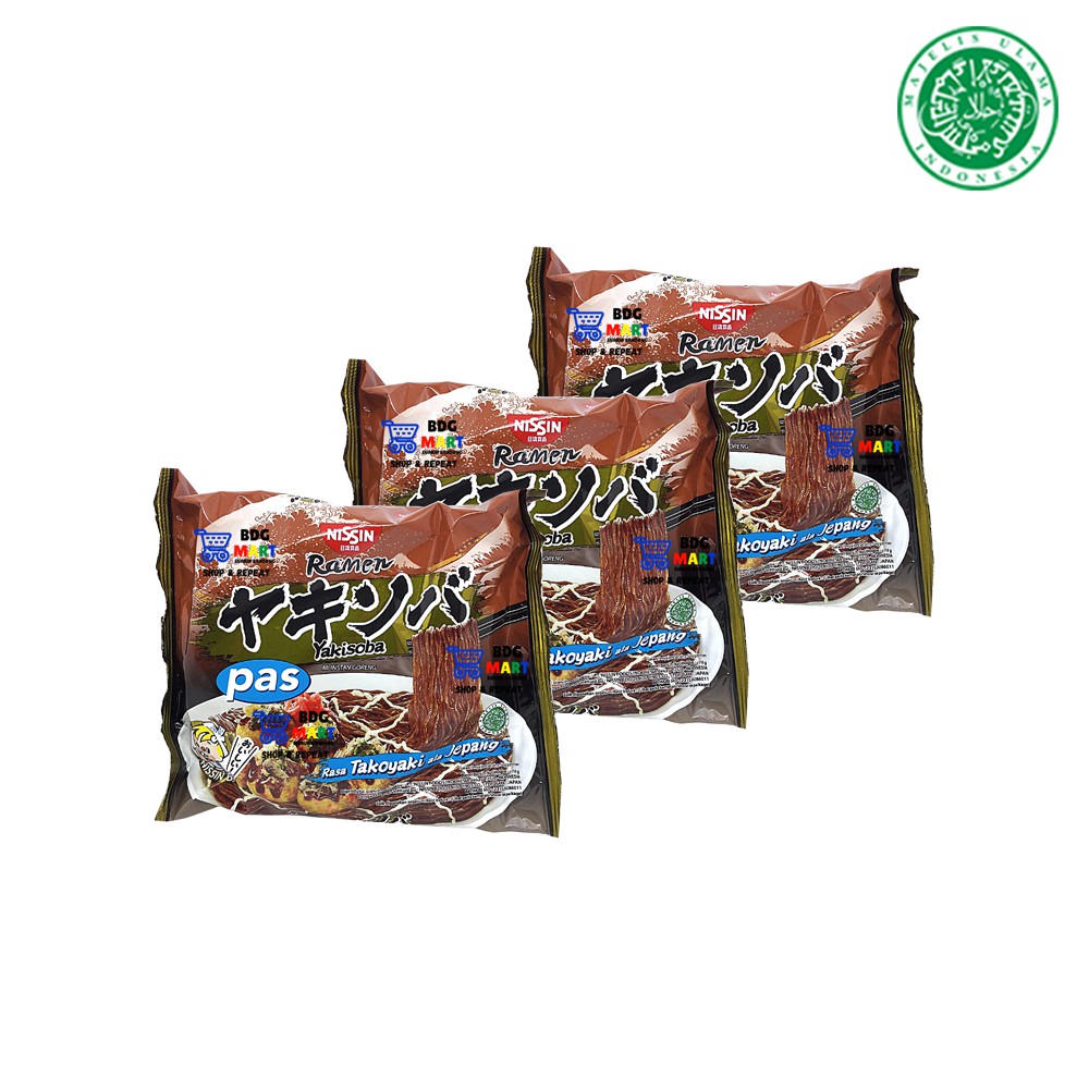 

3PCS Nissin Mikuya Pas Yakisoba Takoyaki Mie Ramen Jepang Rasa Kecap Pedas Halal MUI - 3pcs x 78gr