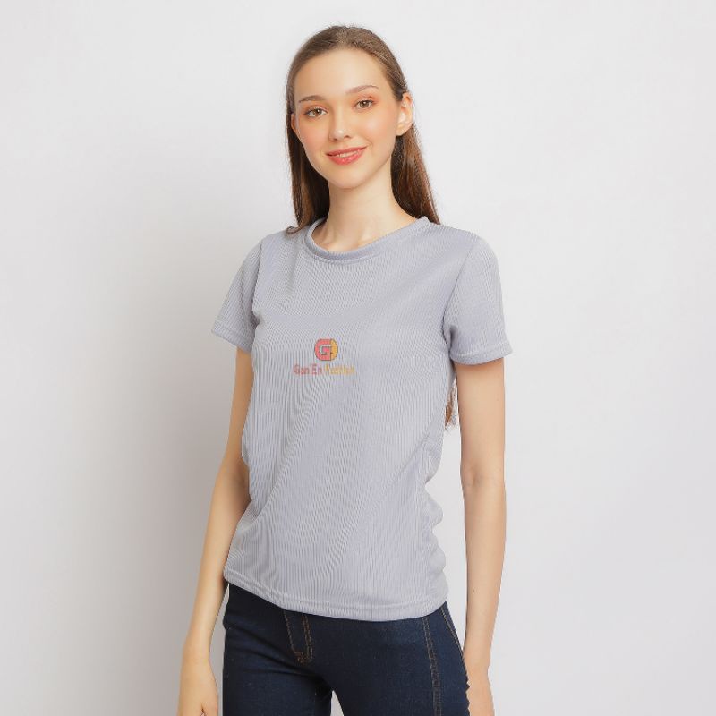 Kaos Wanita Lengan Pendek Bahan Tebal Knit Premium Kekinian