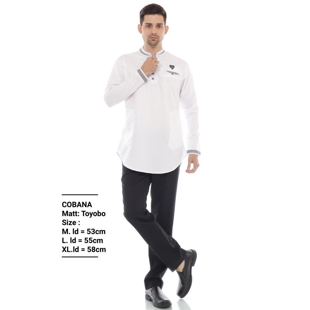 Cobana Moslem - Baju Koko Dewasa Warna Putih Lengan Panjang - Koko Pria Dewasa