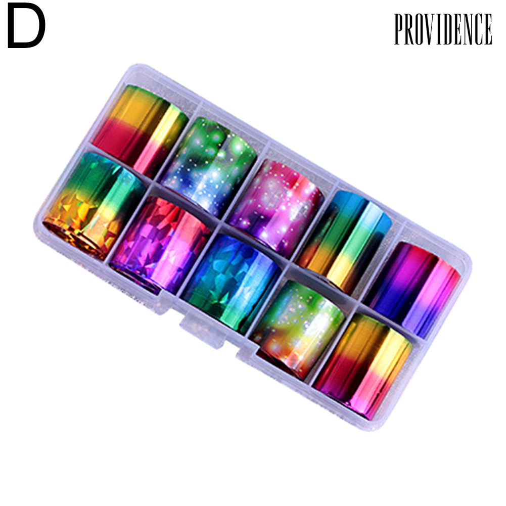 Providence 10Rolls/Set Glitter Nail Art Foils Laser Tips Stickers DIY Manicure Decorations