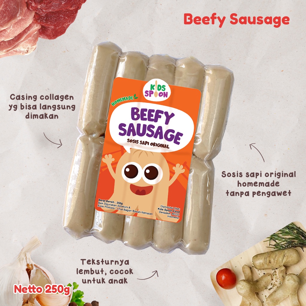 

Kids Spoon Beefy Sausage 250g/ Sosis Sapi Original Homemade Tanpa Pengawet by Kids Spoon