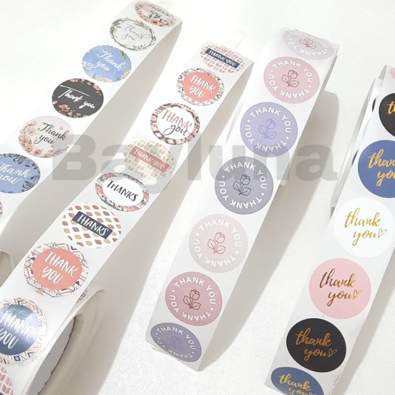 500pcs (1roll), 2.5cm (1inch) Cute Thank You Stiker Pastel Colour Label OL Shop multiple designs in 1 roll