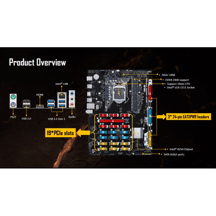 Motherboard ASUS B250 Mining Expert 19 PCI-E Slot