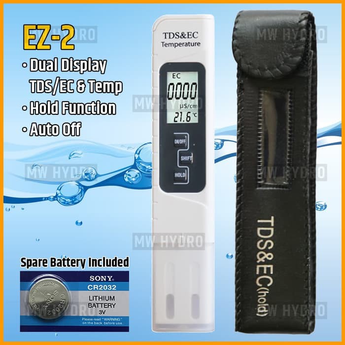 TDS &amp; EC Meter with Temperature, Dual Display [EZ-2]