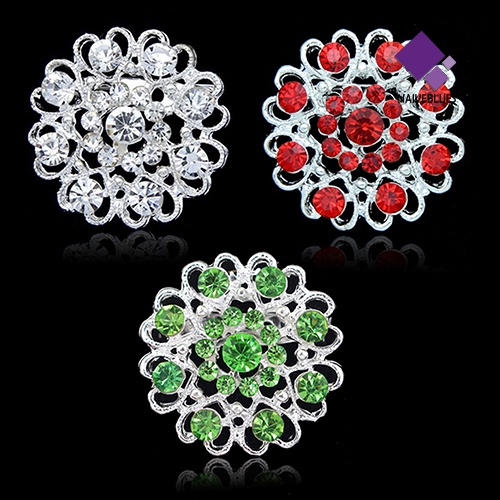 Bros Bentuk Bunga Aksen Kristal Dan Berlian Imitasi Warna Silver
