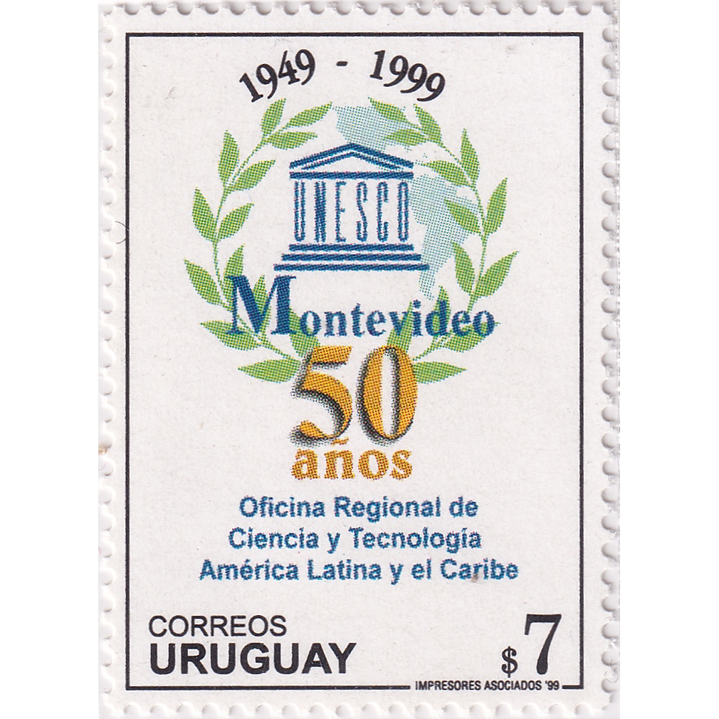 

Prangko Uruguay 1999 - The 50th Anniversary of the Regional Office of Science and Technology for Latin America and the Caribbean, Montevideo