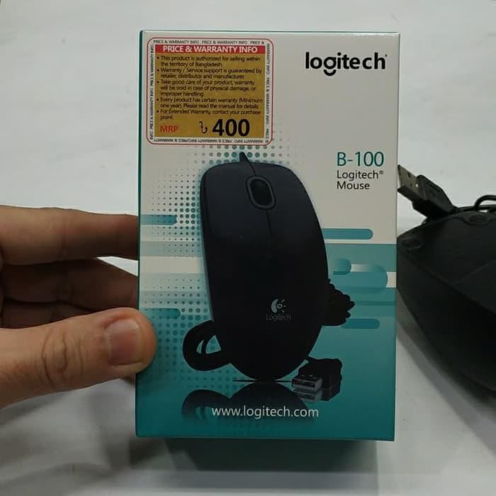 mouse kabel komputer optik Logitech full hitam