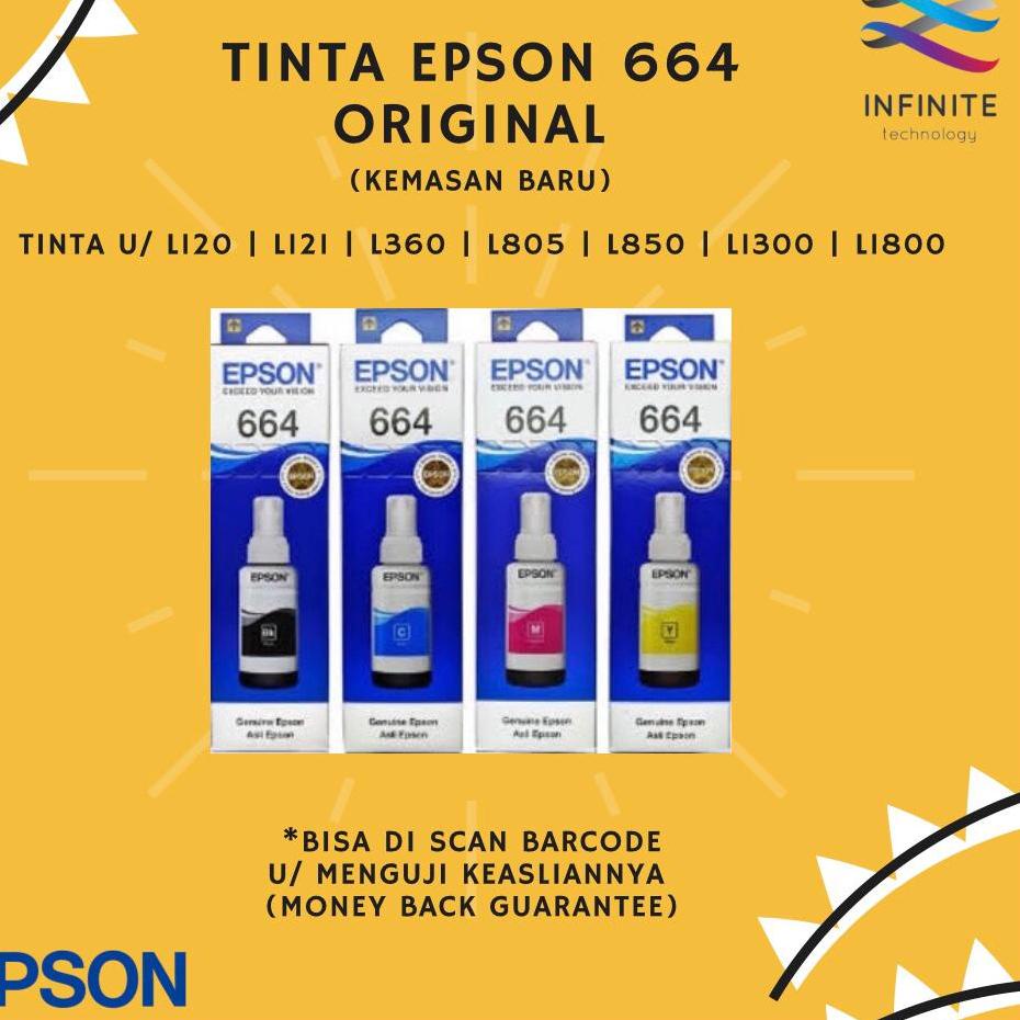Serbu Murah Tinta Original Epson 664 Hitam Warna Asli Ori - L121 L120 L310 L360