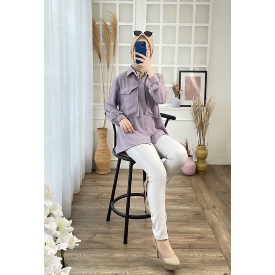 BLOUSE RAYON CRINKLE 388 ATASAN JUMBO KANCING BUSUI KERAH KERJA NGANTOR CASUAL SANTAI MURAH PGMTA