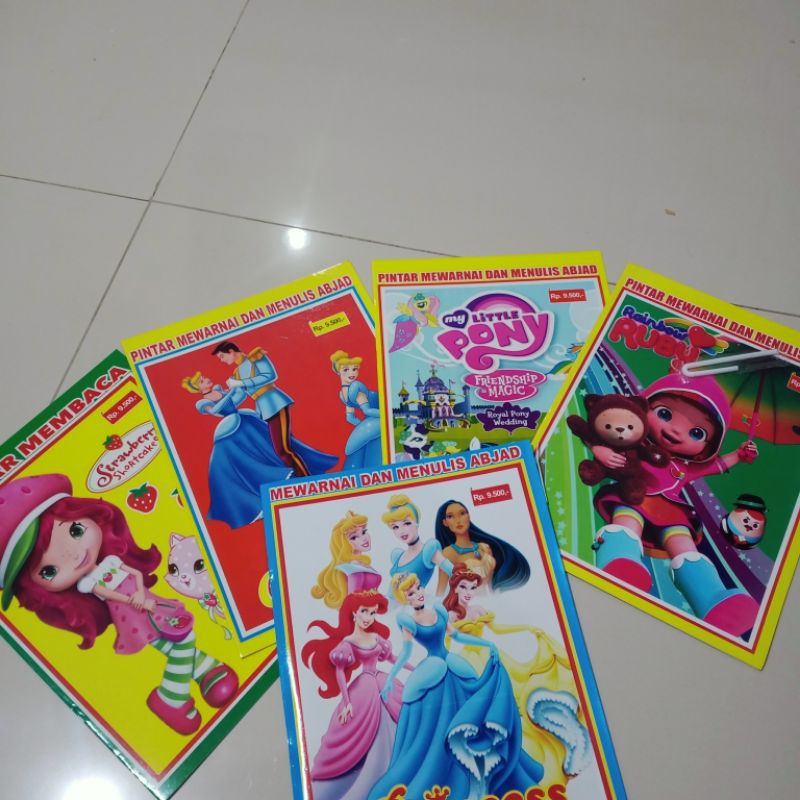 buku paket isi 5 buku, buku mewarnai untuk anak perempuan A4( 21×30cm)