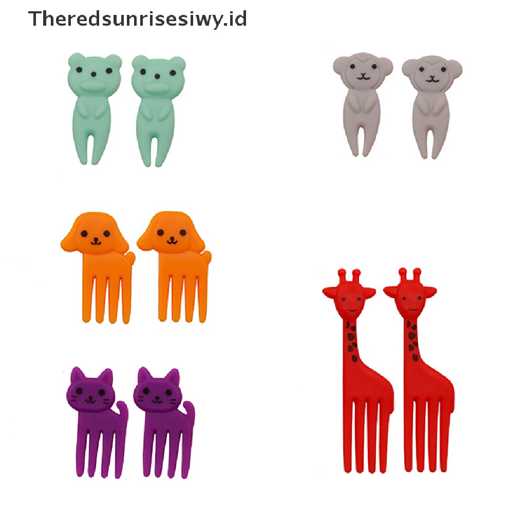 # Alat Pemotong Buah # 10pcs Garpu Buah / Kue / Snack / Dessert Mini Motif Kartun Hewan Untuk Anak