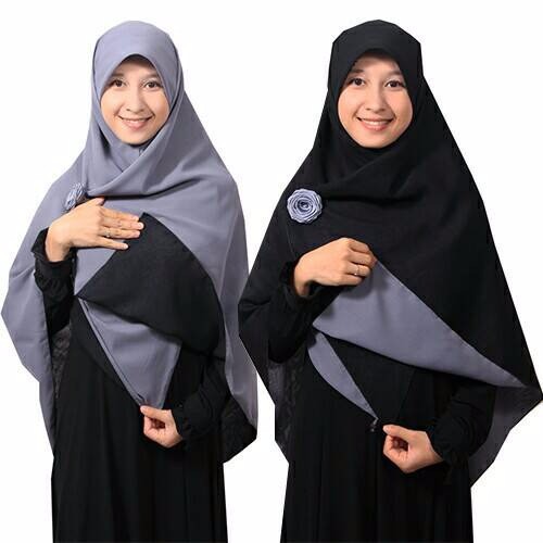EXLUSIVE Jilbab syari segi empat Bolak Balik Hitam Abu TERMURAH