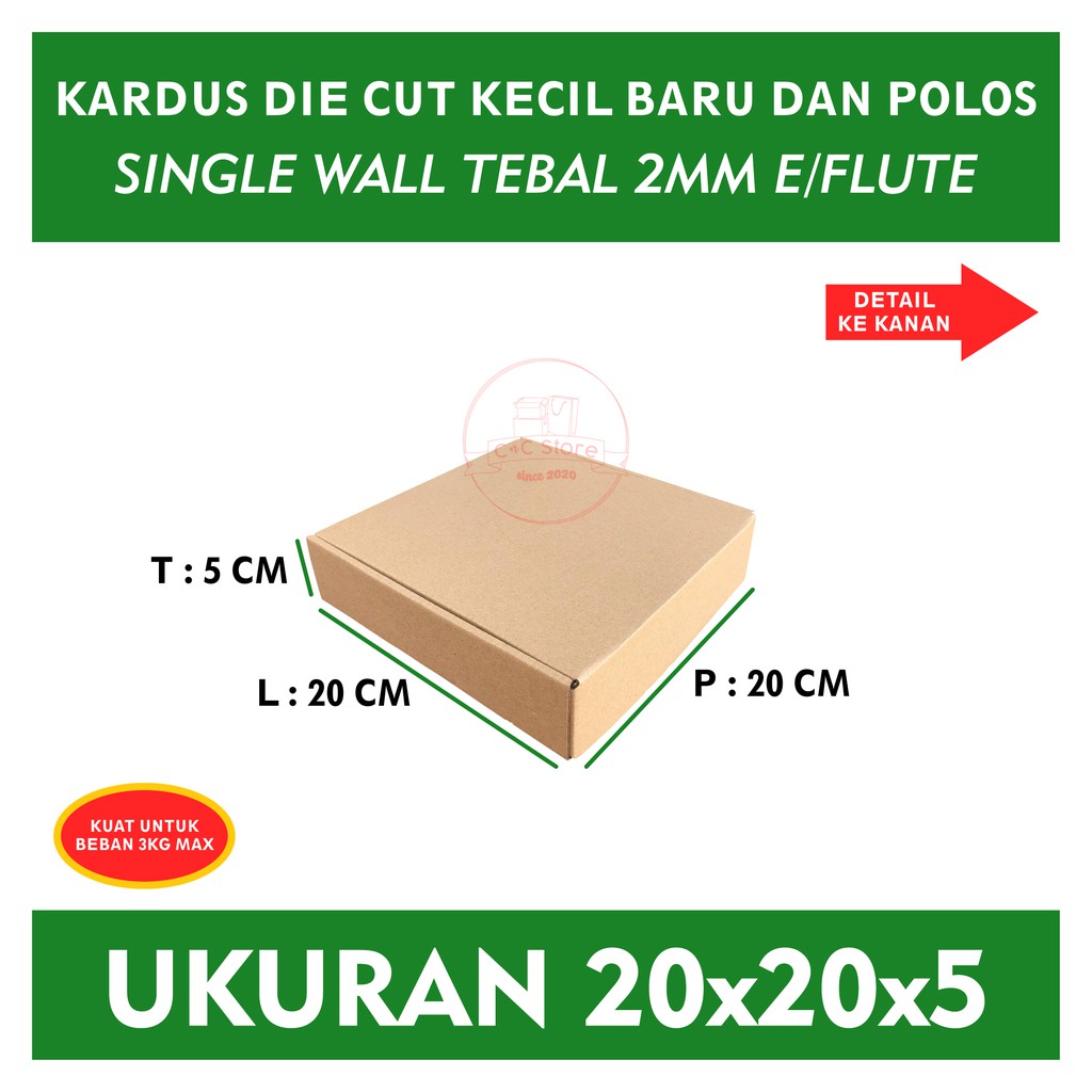 

Kardus Box Karton Polos Die Cut Uk 20x20x5