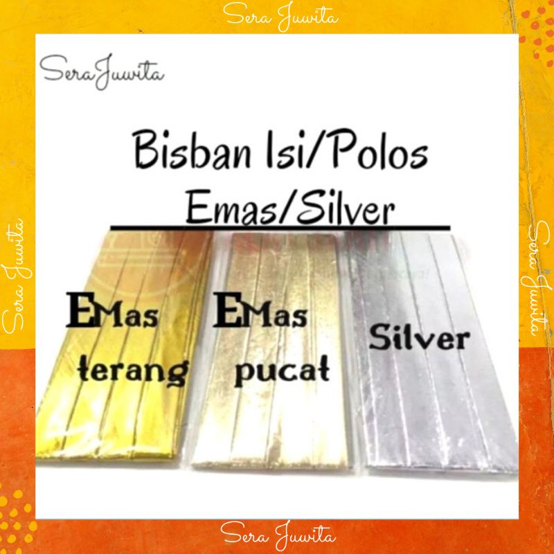 Bisban Satin Warna Emas Perak/Gold Silver Isi Kosong/Polos/Gepeng List Jahitan Kerah Baju Spot Bias