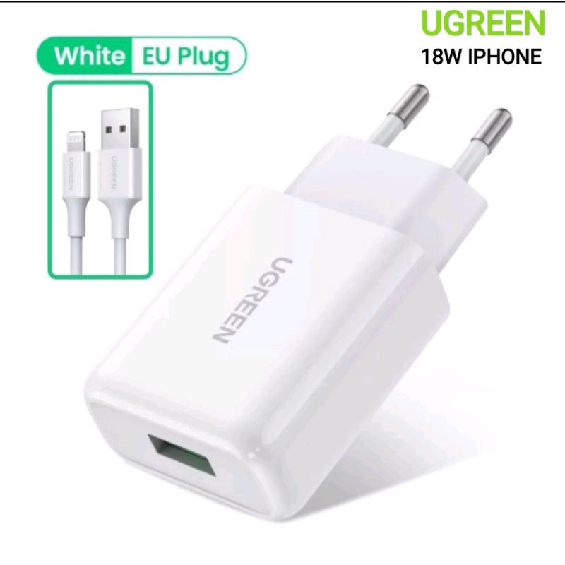 Ugreen Charger iPhone 18Watt with Kabel Usb Lightning Mfi Certified for iPhone 14 12 13 11 8 7 X XR XS