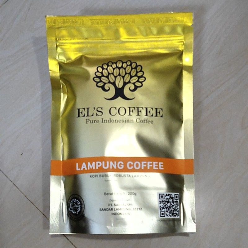 ELS EL'S COFFEE LAMPUNG GOLD KOPI BUBUK GILING HALUS ROBUSTA PURE INDONESIAN ASLI ORIGINAL 100% GOLD 200G DUREN DURIAN 100G LAMPUNG 100GR LANANG