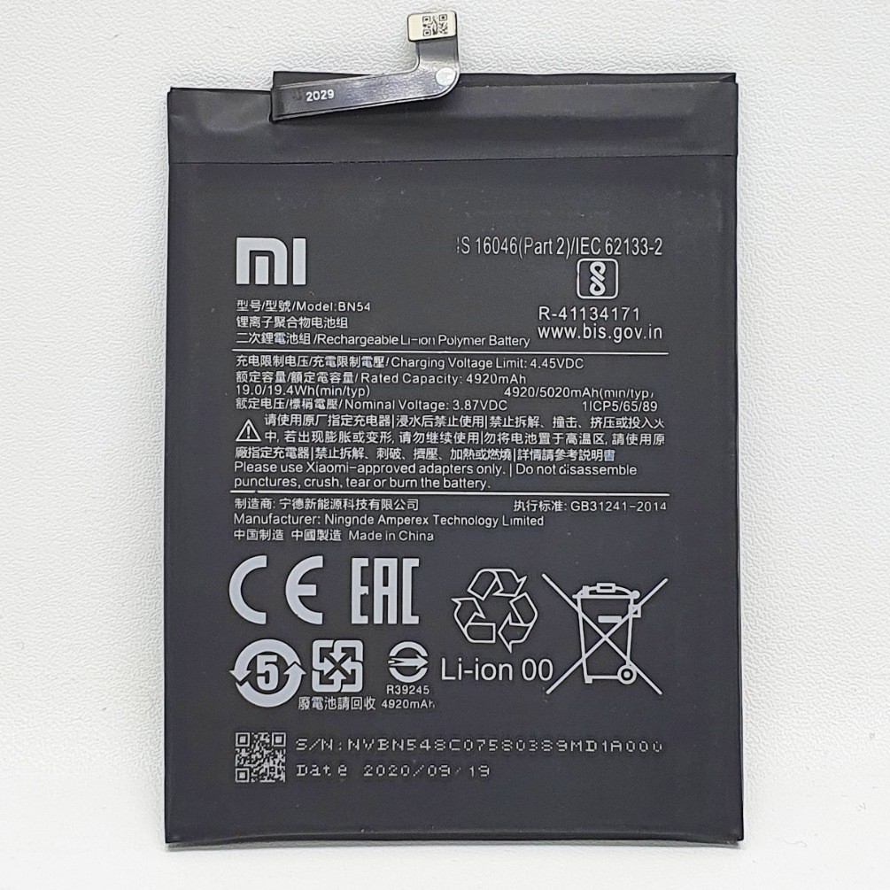 Baterai Xiaomi BN54 / BN 54 / Redmi 9 / Redmi Note 9 Original 100% Battery