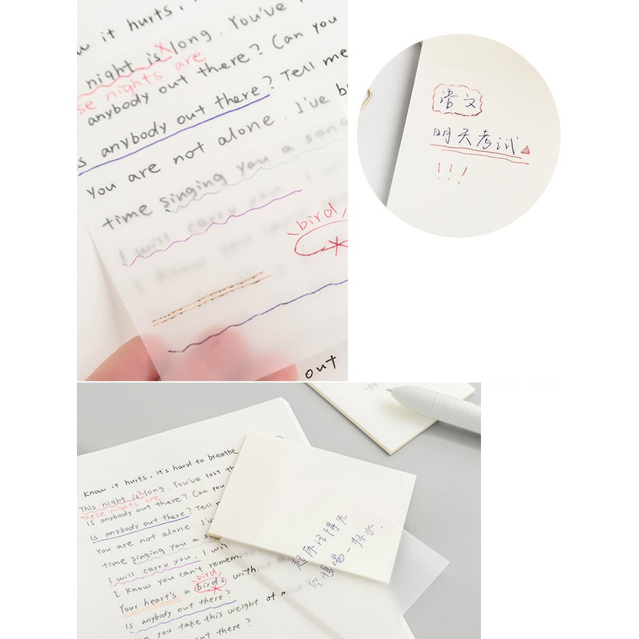 Winzige Transparent Sticky Notes transparan Memo Sticky Note Plastik Stiker Label Anti Air To Do List Untuk Kantor Sekolah-8