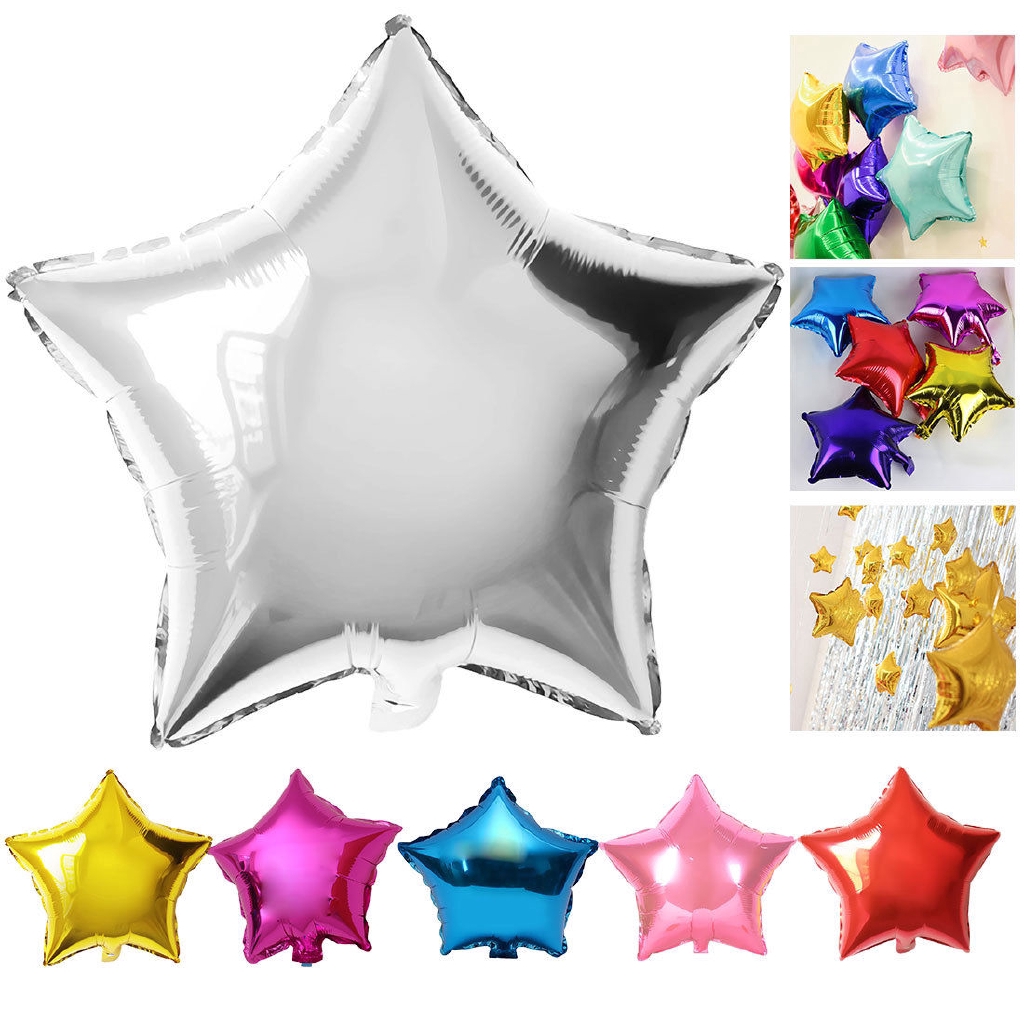 5pcs 18inci Bintang Berujung Lima Hias Helium Foil Balon Pesta Pernikahan Ulang Tahun Dekorasi Xmas Ornamen Dekorasi Rumah Aksesoris