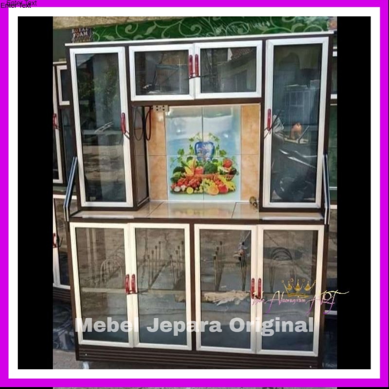 Kitchen set Lemari Dapur Besar - Rak Piring Kaca Serbaguna Bahan Almunium