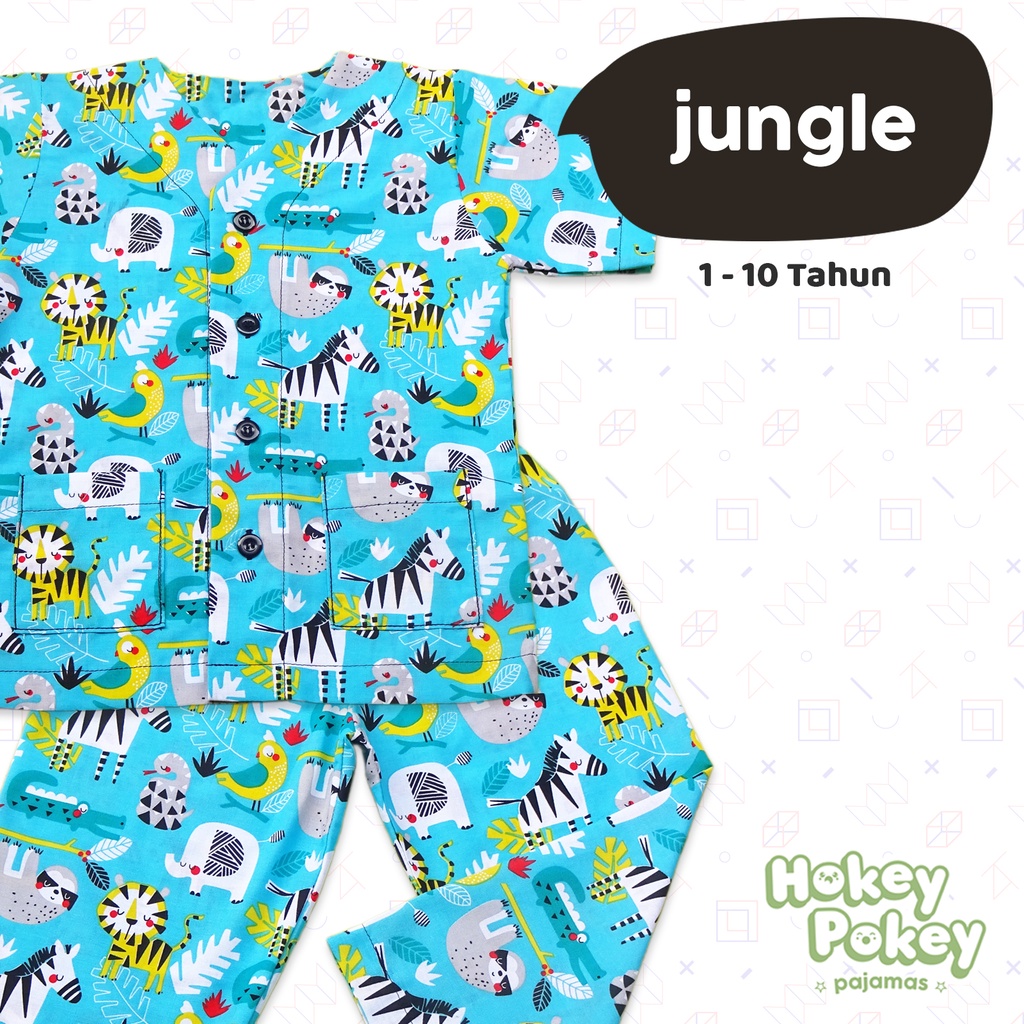 Setelan Baju Tidur Piyama Anak Tanpa Kerah Motif Jungle