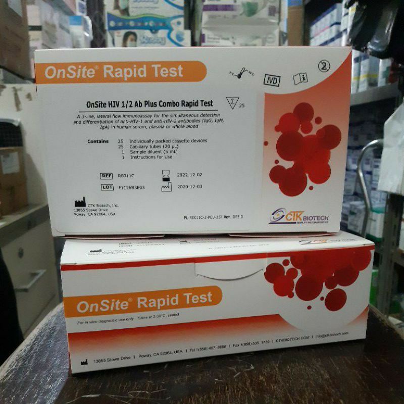OnSite HIV Rapid Test isi 25 / Onsite HIV 1/2 AB plus combo rapid tes / alat tes HIV Cassette