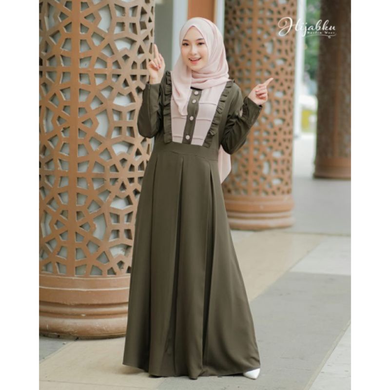 Alesha Dress by Hijabku Premium Quality | Baju Lebaran 2022 | Dress ORI | TIFFANY TWILL