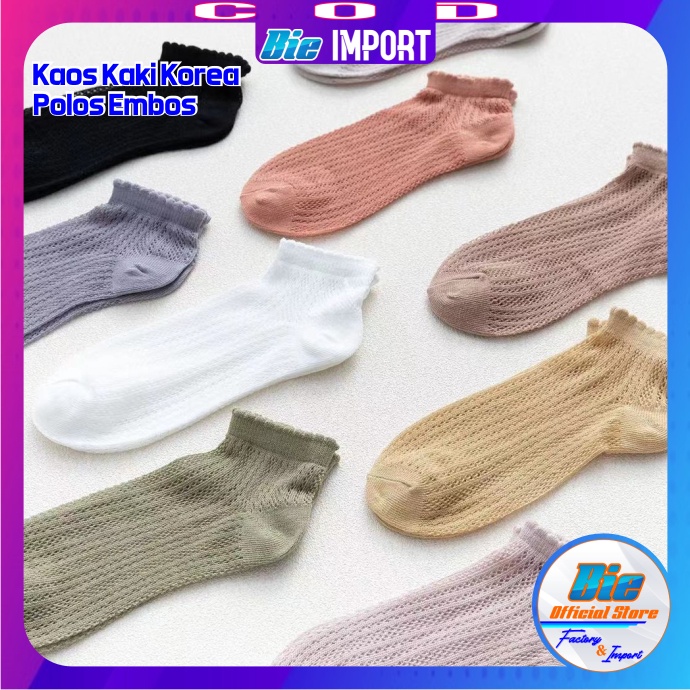 Kaos Kaki Korea Wanita Polos Embos Impor Best Seller