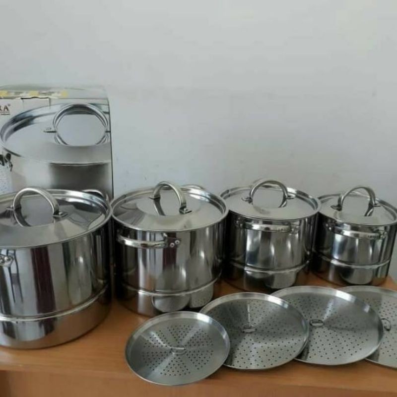 (6kg) panci set supra stock pot supra stainless stell panci set supra isi 4 panci india super tebal