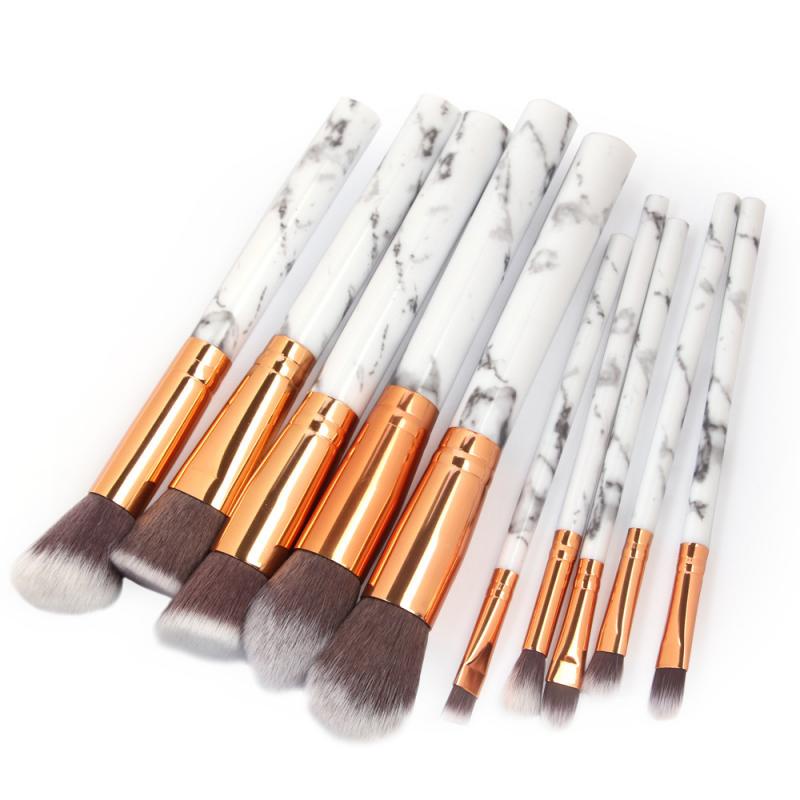 Kuas Brush Make Up 10 Set Marble Exclusive  Makeup Brushes Set Foundation Concealer Bronzer Blusher Face Powder Eyeliner Eyeshadow Lips Eyebrow Brush Makeup Tools 10PCS Marble Makeup Brushes Tool Set Cosmetic Powder Eye Shadow Foundation Blush Blending