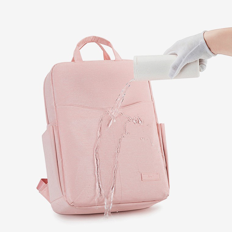 SmallLee Kesederhanaan Macaron Pink Tas Laptop 13 14 15.6 Inch Ransel Tas Sekolah untuk Wanita Tahan Air Tahan Guncangan Ransel