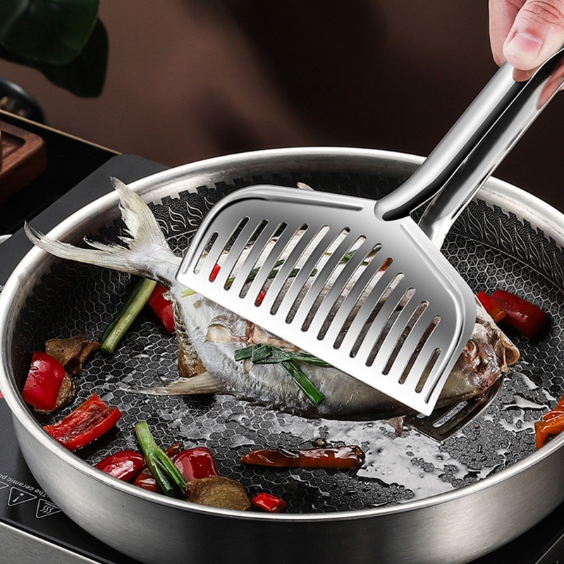 Penjepit Makanan Ikan Goreng Multifungsi Bahan Stainless Steel
