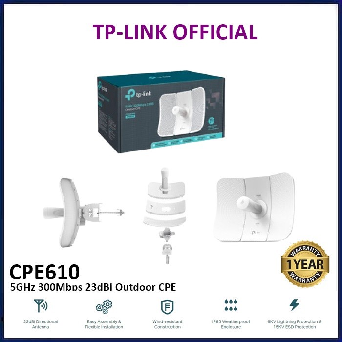 TP-Link CPE610 TPLink 5GHz 300Mbps 23dBi Outdoor CPE Antenna Antena