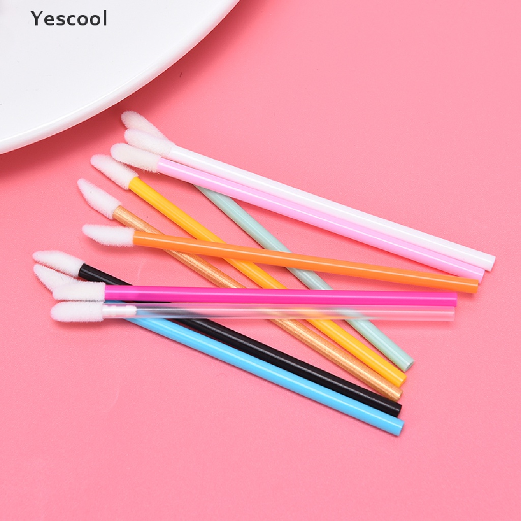 Yescool 50pcs Brush Aplikator Lipsticklip Gloss Sekali Pakai Untuk Makeupkosmetik Wanita