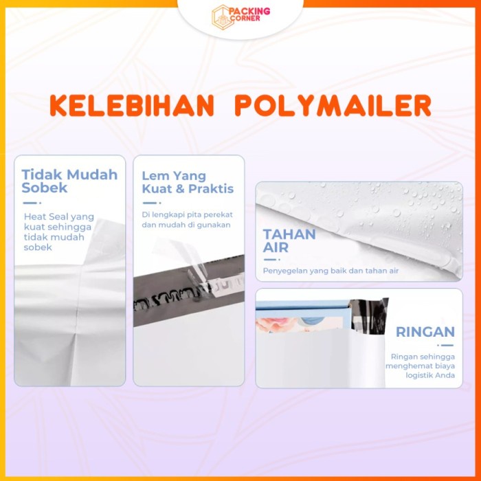 

MENYURAT-SURAT- PLASTIK POLYMAILER BAG 17X30 KANTONG AMPLOP PACKING SEAL ISI 100 PCS - HITAM ABU