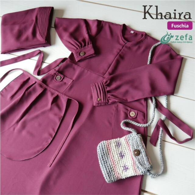 Set gamis anak perempuan  khimar instan cadar tali khaira
