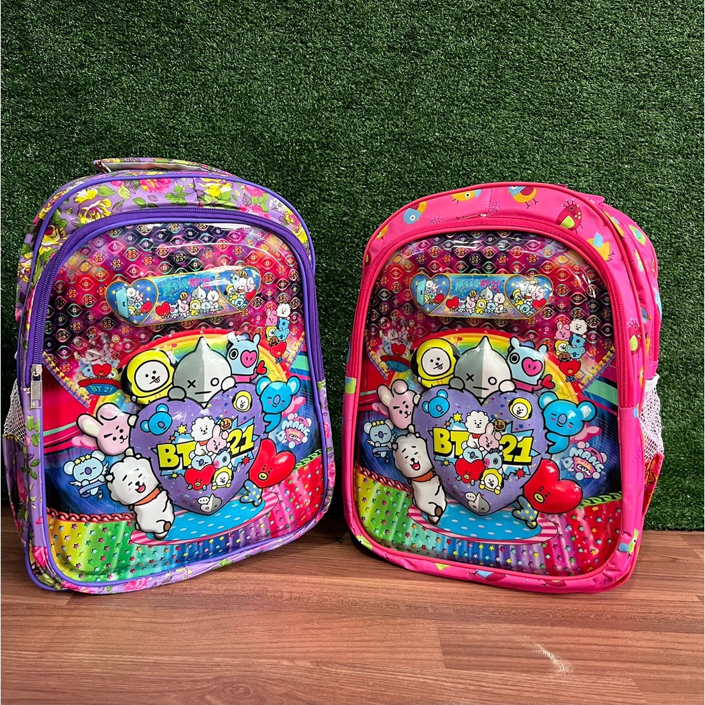 Tas Ransel Anak Sekolah Motif BT21 Tas Sekolah Anak Cewek motif bt21 School Backpack
