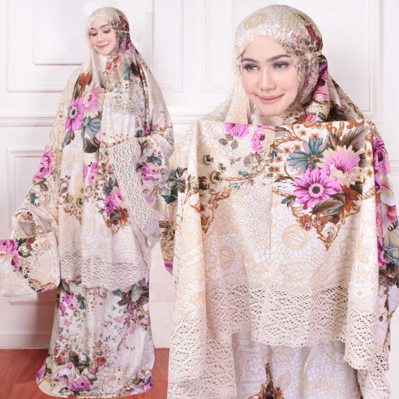 MUKENA DEWASA mukena ROSEMARY KATUN RENDA JUMBO TELEKUNG ROSEMARRY mukena katun jepang renda rajut i