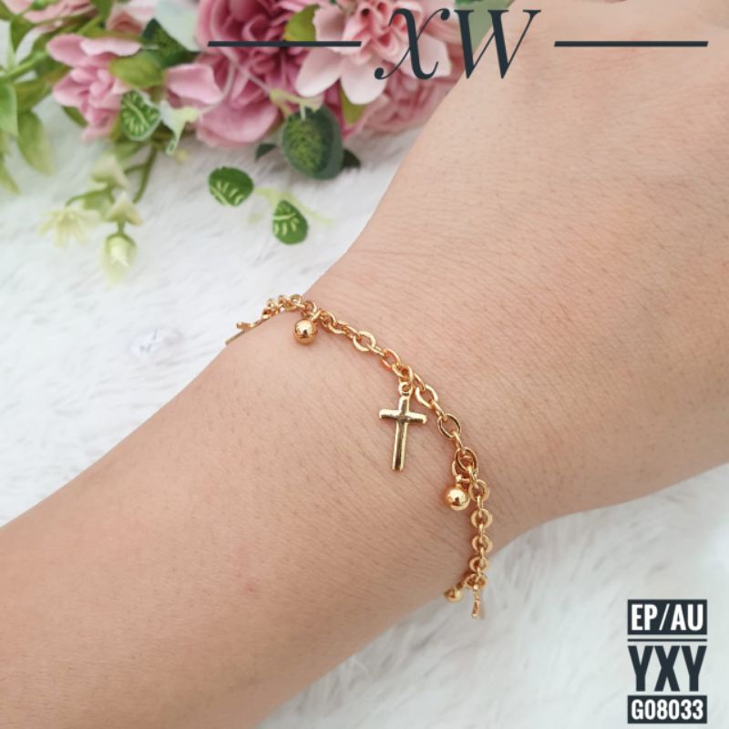 Gelang Yaxiya rantai Jurai Salib Gold G08033