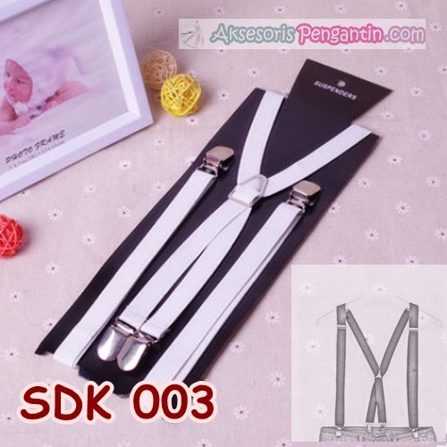 Suspender Pesta Putih Pria l Aksesoris Tali Baju Bretel Kecil- SDK 003