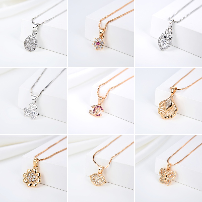 kalung titanium wanita emas muda model korea murah anti karat panjang asli silver nama selamanya 20-28n