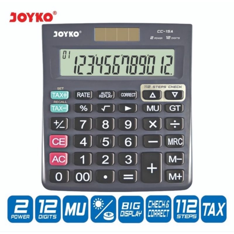JOYKO CC-15A Check &amp; Correct Calculator Kalkulator Bisa Cek Ulang 12 Digits