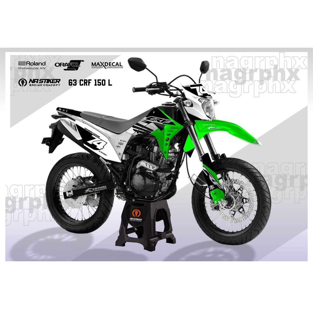 DECAL CRF 150 L HIJAU PUTIH CRF-63 BISA CUSTOM