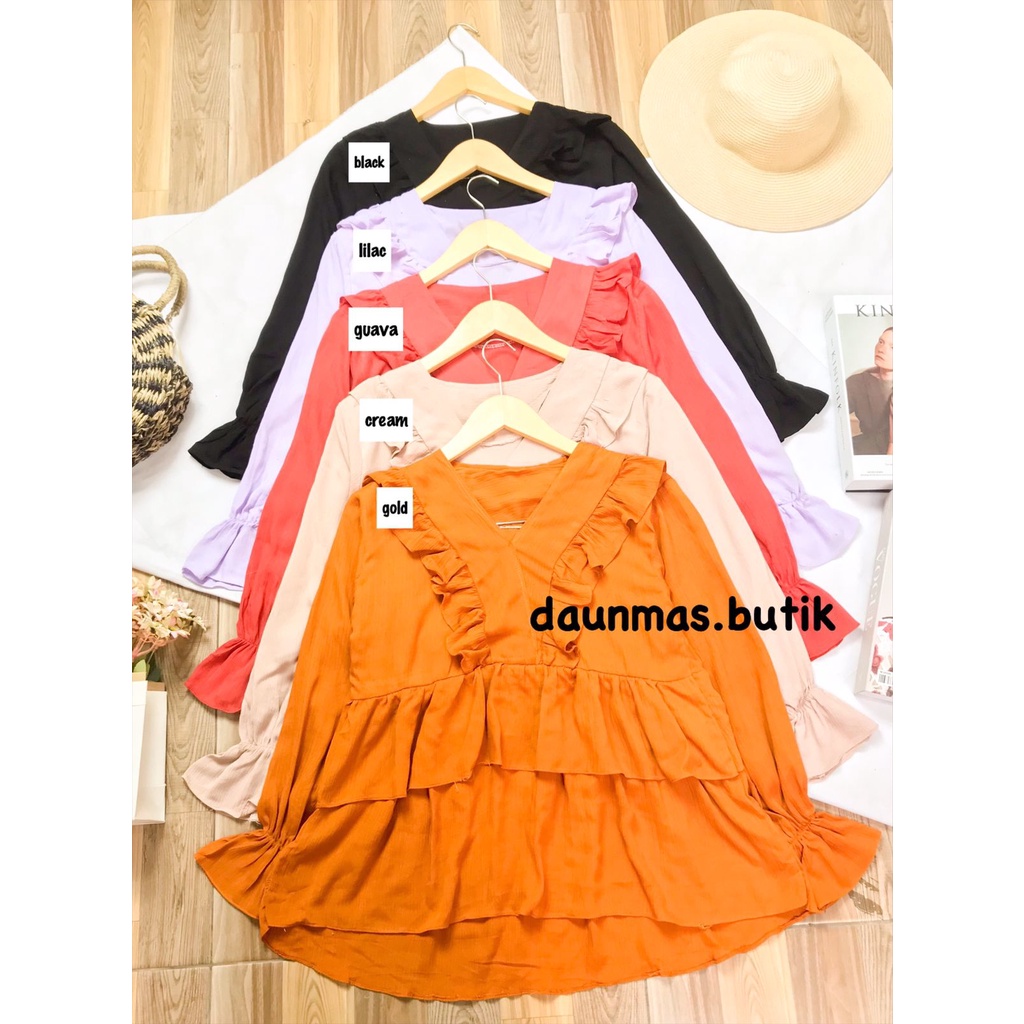 1KG MUAT 5PCS | OLIVER BLOUSE RUFFLE RAYON CRINCKLE PREMIUM HITS OOTD SELEBGRAM FASHION GROSIR